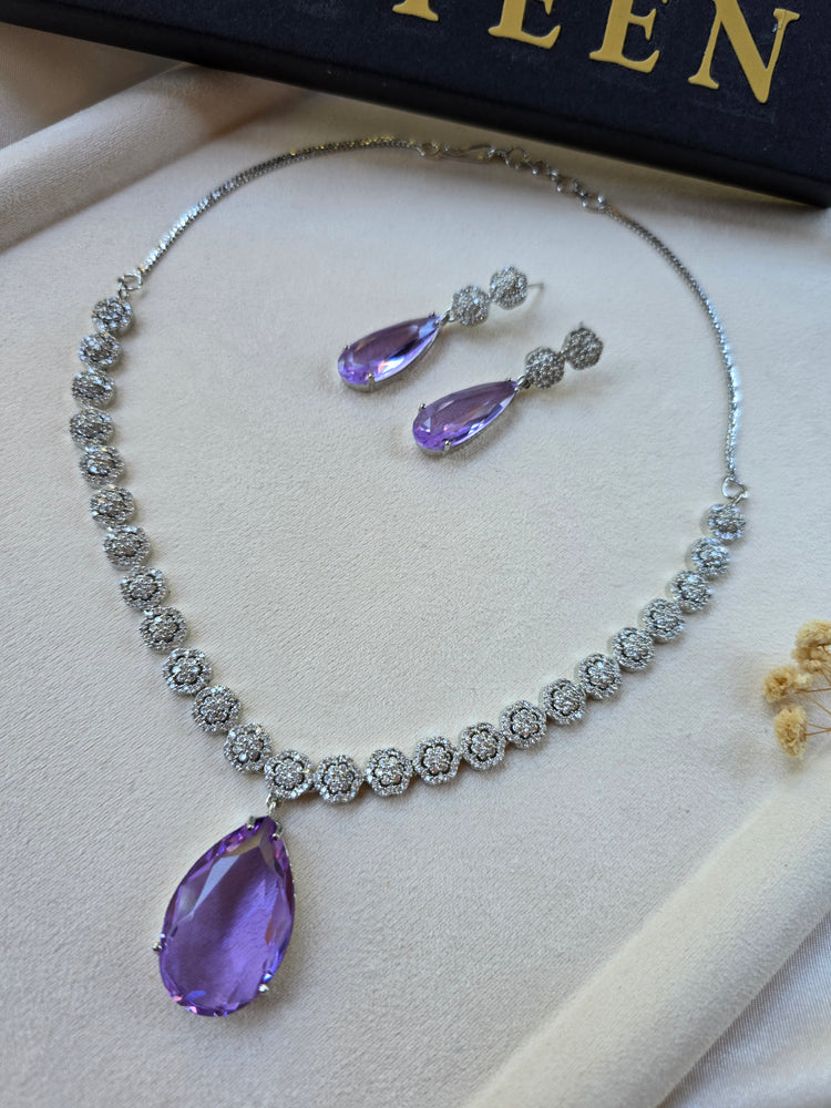 Purple Amethyst Teardrop Necklace & Earrings Set — Ana