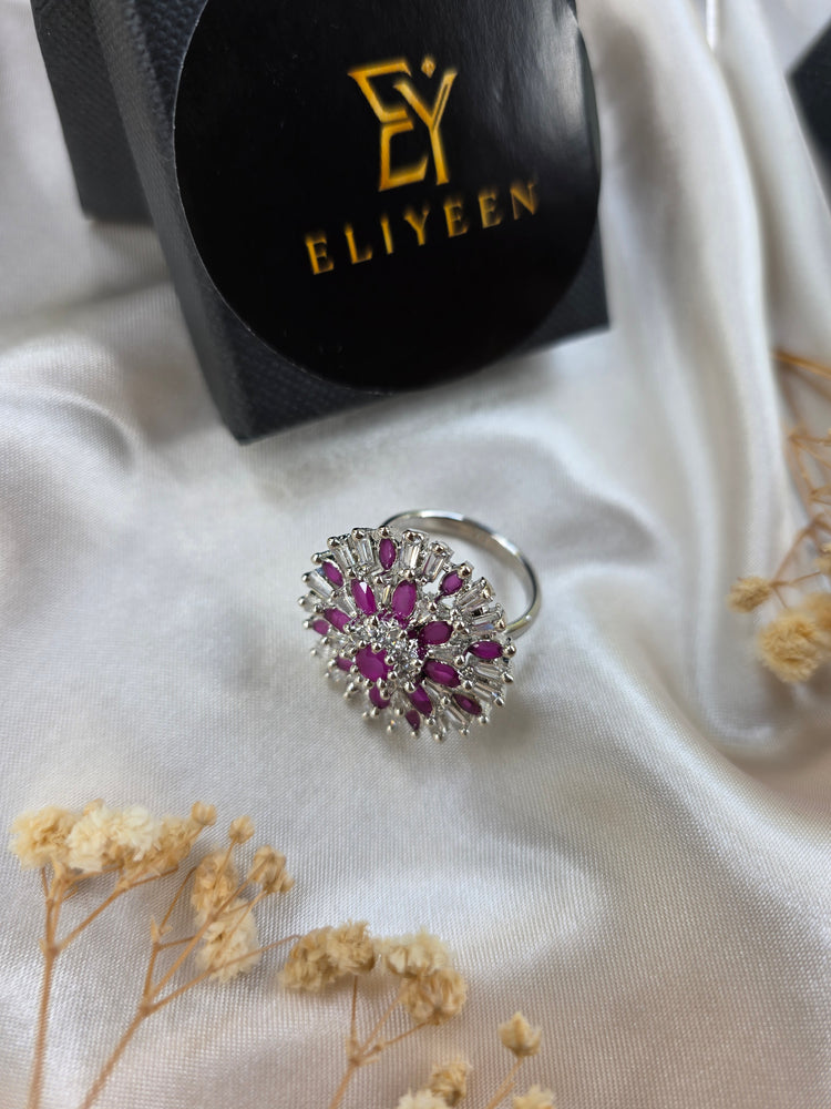 Lily - Elegant Rubies Size Adjustable Ring