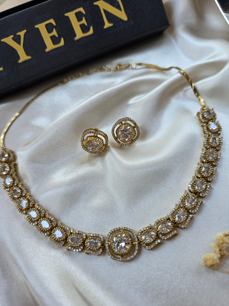 Kris - CZ Necklace Set with Antique Finish