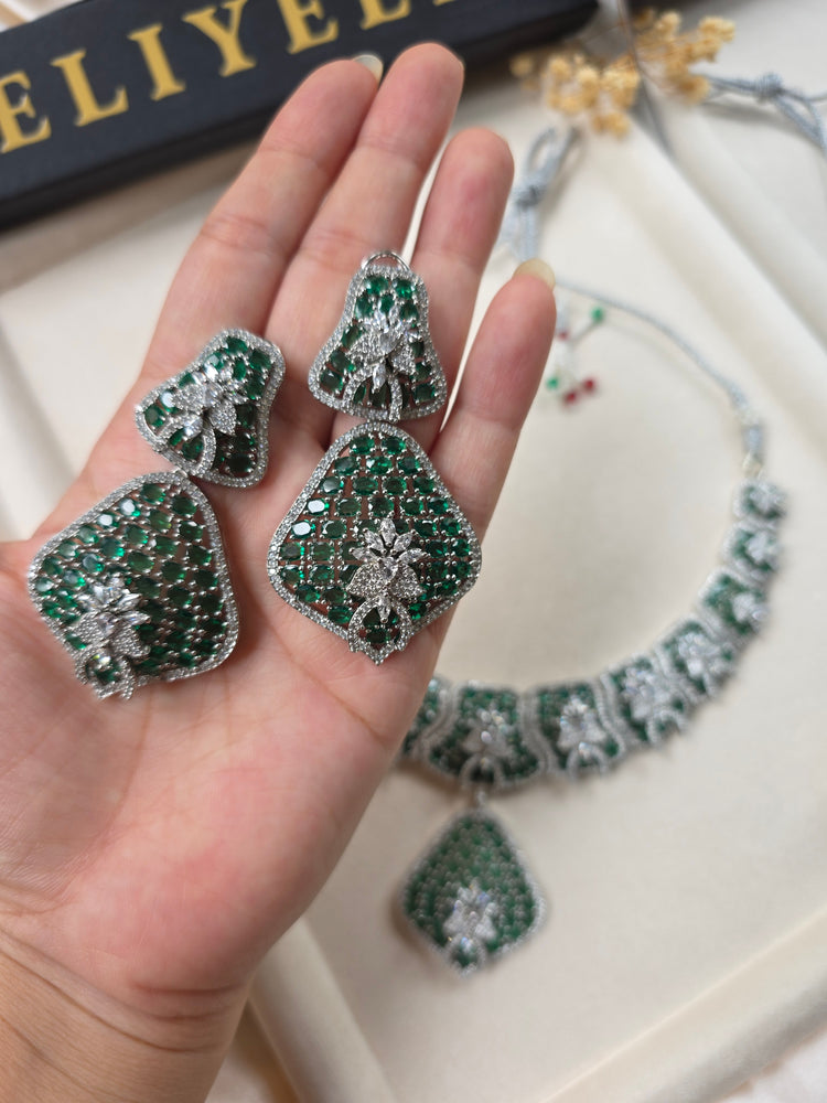 Bold Ruby/Emerald Statement Necklace Set — Ada