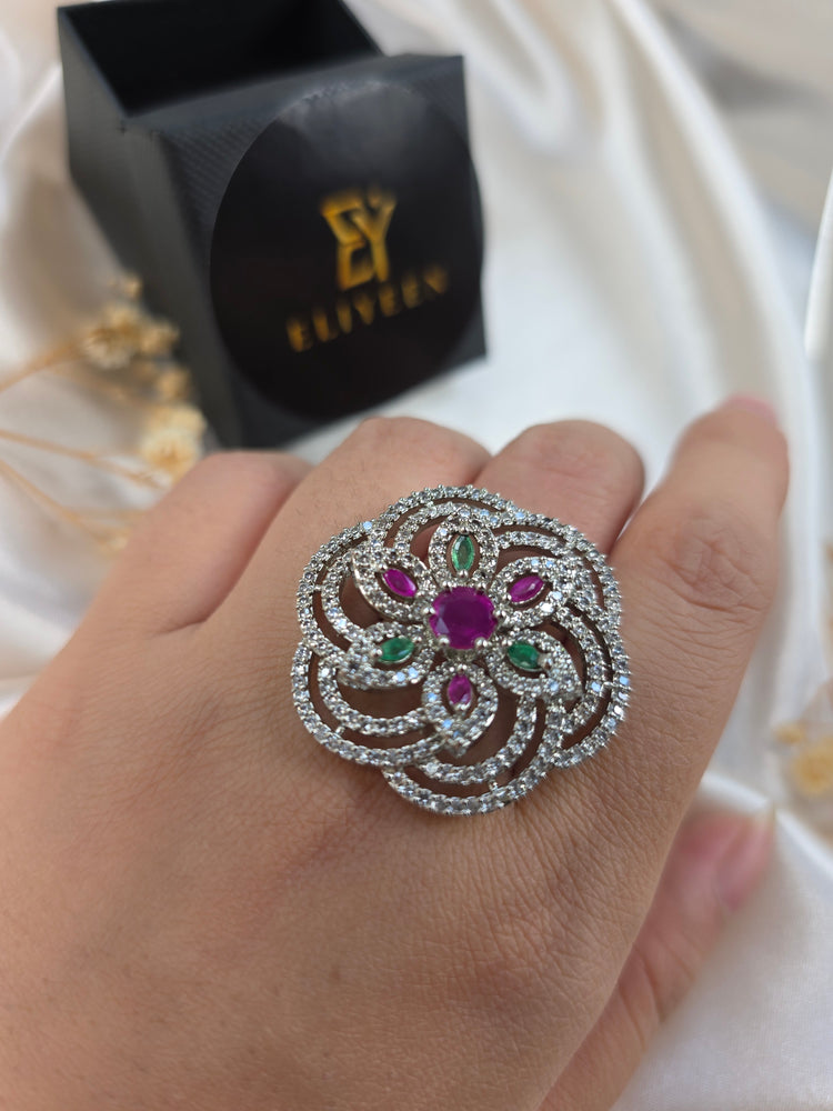 Remi - Emerald & Rubies Size Adjustable Ring