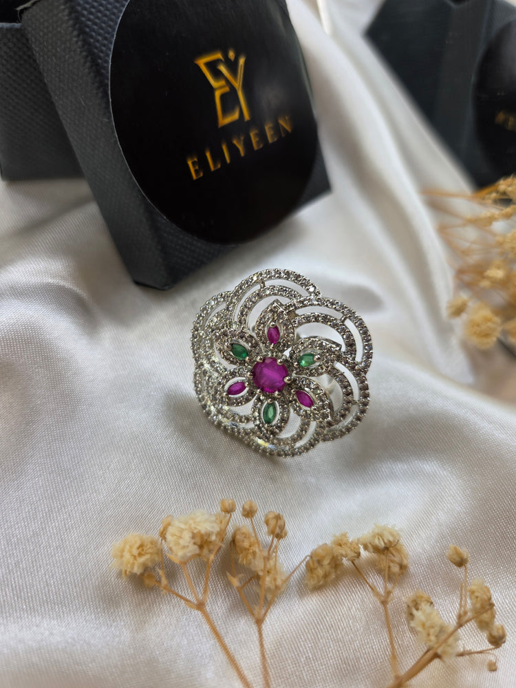 Remi - Emerald & Rubies Size Adjustable Ring