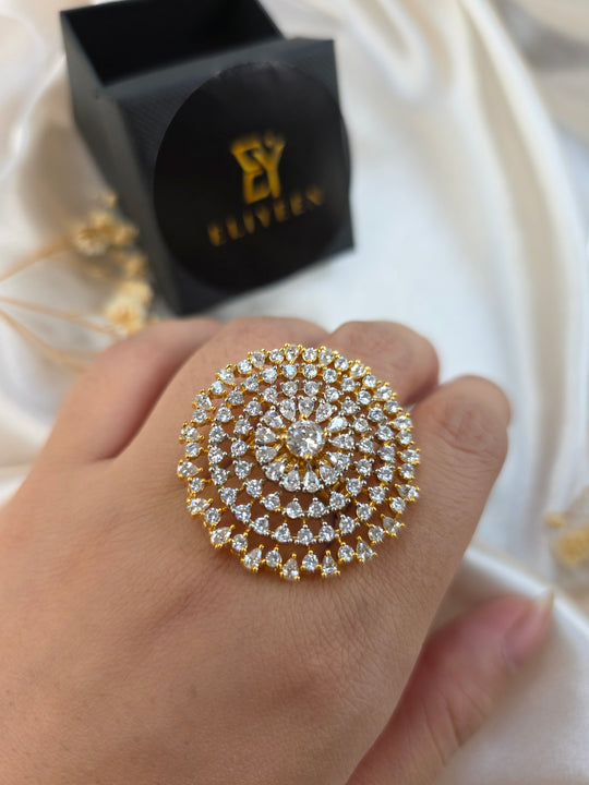 Evie - Gold Plated Cubic Zirconia Size Adjustable Ring