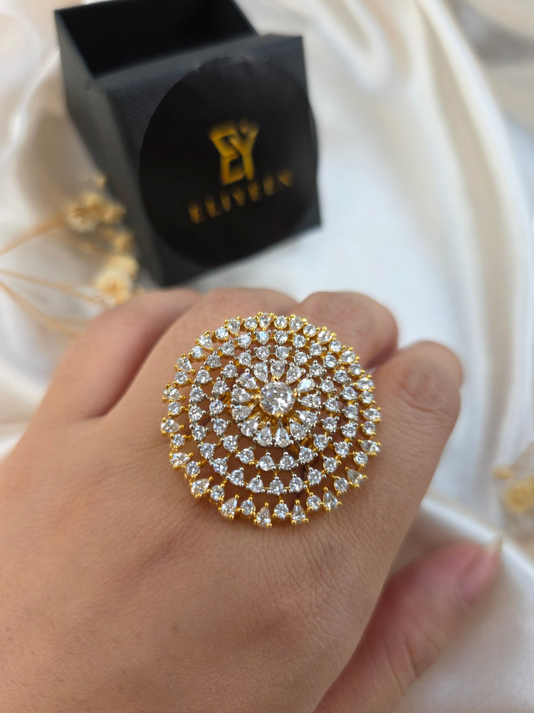 Evie - Gold Plated Cubic Zirconia Size Adjustable Ring