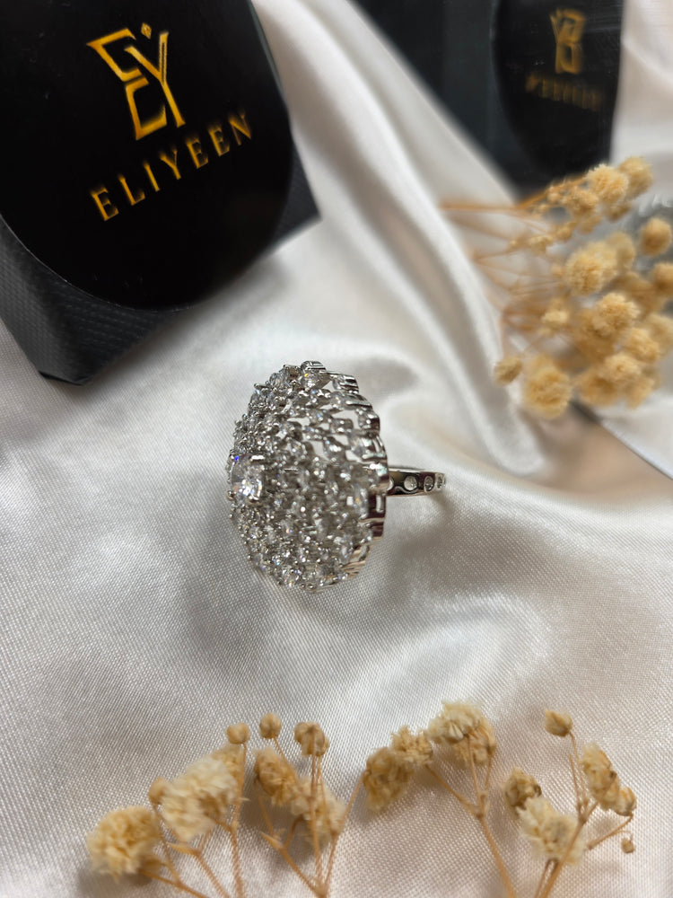 Arya - White Gold Plated Cubic Zirconia Size Adjustable Ring