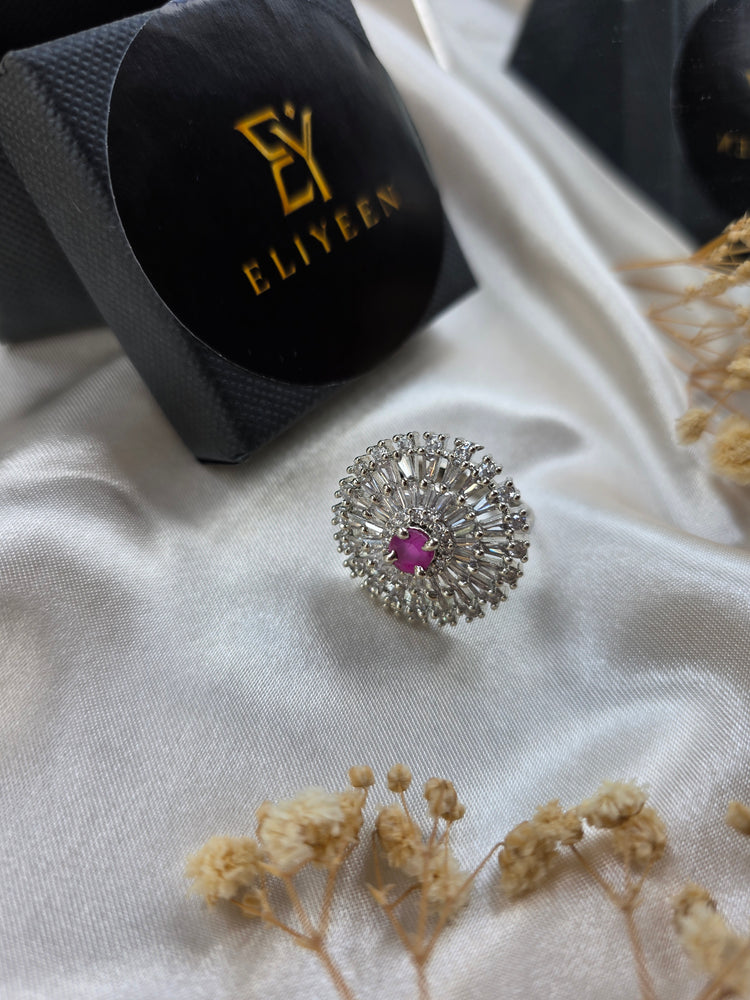 Mishi - Ruby Red CZ Size Adjustable Ring