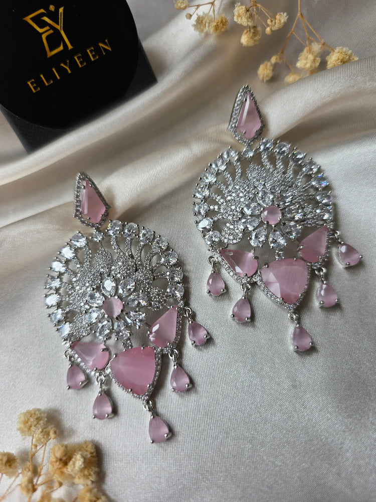 Ferry - Pink & White Cubic Zirconia Dangle Earrings