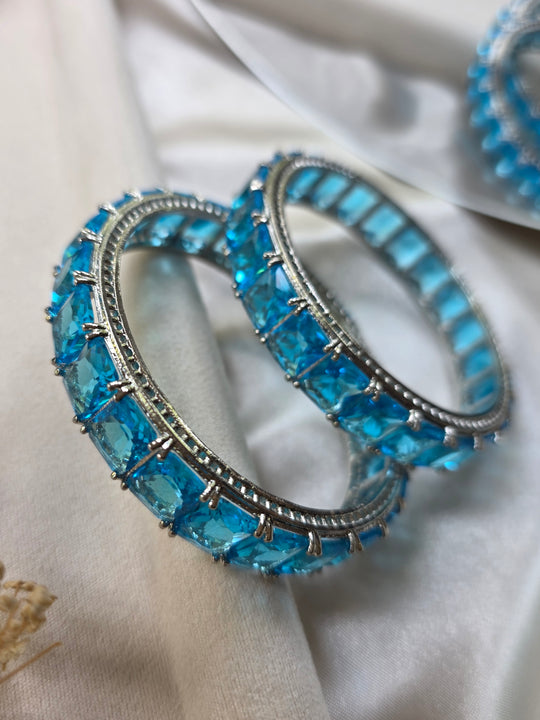Bela - Elegant Blue Topaz Pair of Bangles