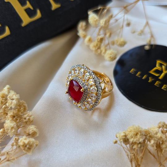 Thea - Garnet Red Size Adjustable Ring