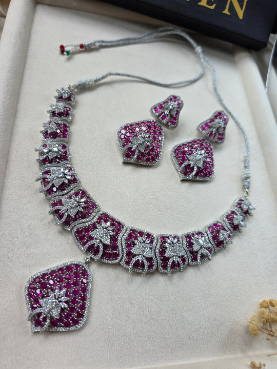 Bold Ruby/Emerald Statement Necklace Set — Ada