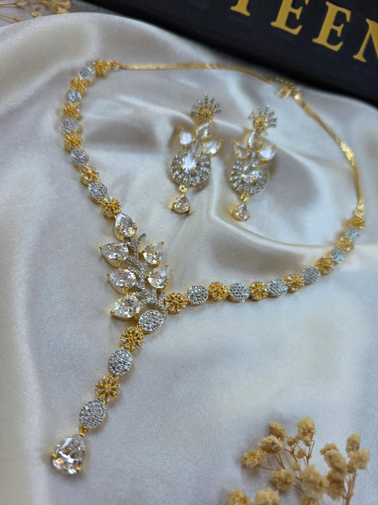 Vienna - Gold And Silver Cubic Zirconia Necklace Set
