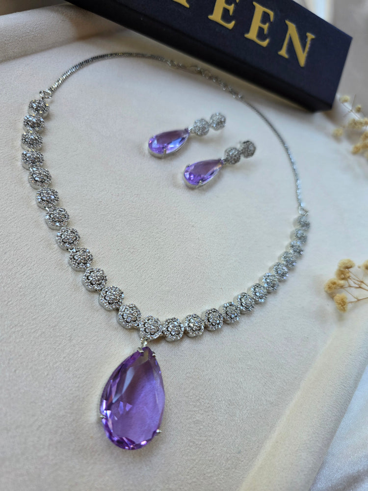 Purple Amethyst Teardrop Necklace & Earrings Set — Ana