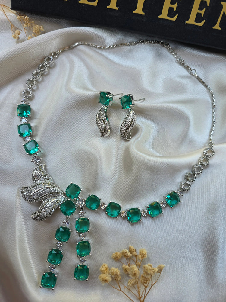 Connie - Bespoke Green Topaz Statement Necklace Set With Earrings