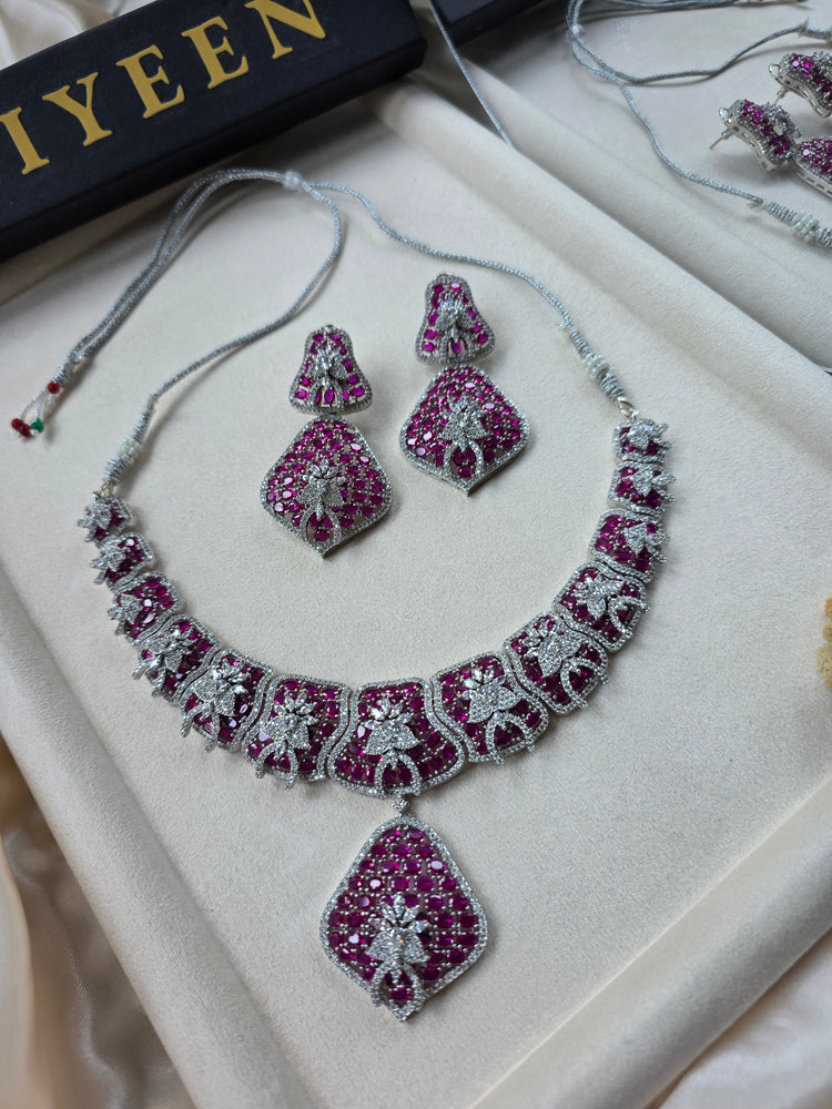 Bold Ruby/Emerald Statement Necklace Set — Ada