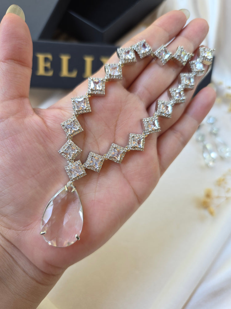 Mahi - Clear Quartz Necklace Set with Earrings
