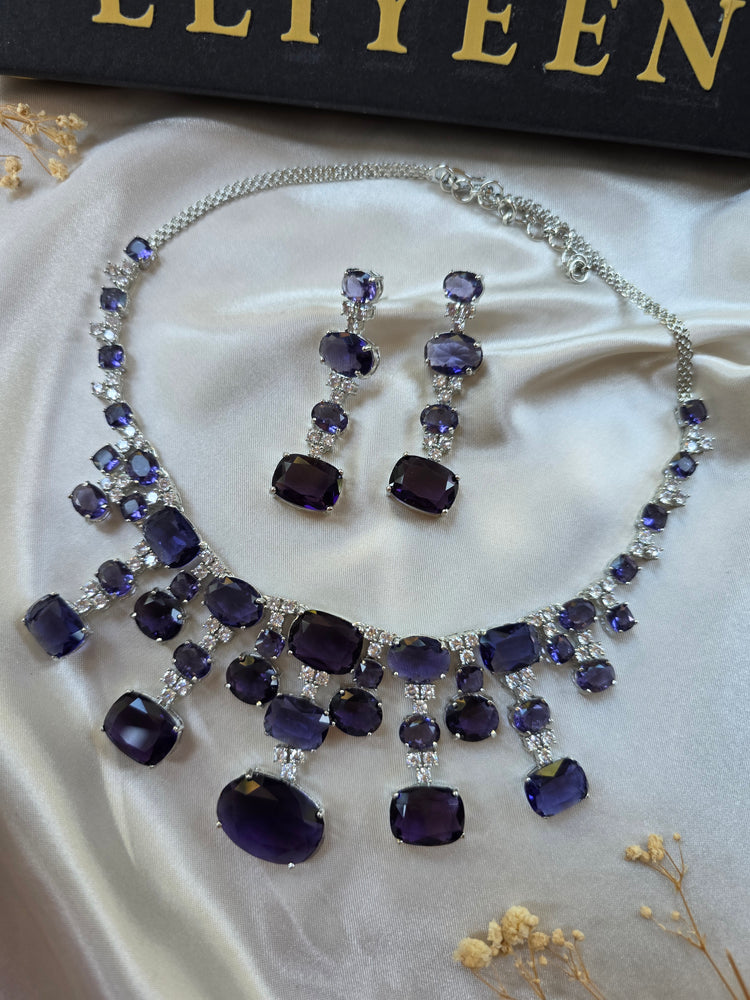 Viola - Purple Amethyst Necklace Set with Earrings