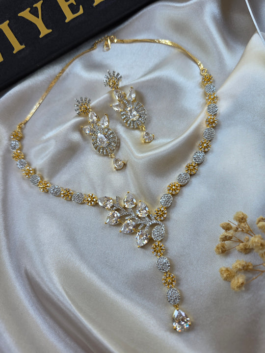 Vienna - Gold And Silver Cubic Zirconia Necklace Set